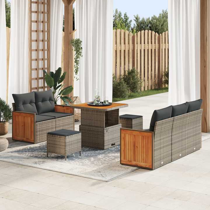 Havesofa Sæt med pude 10 pcs Grå polyrattan