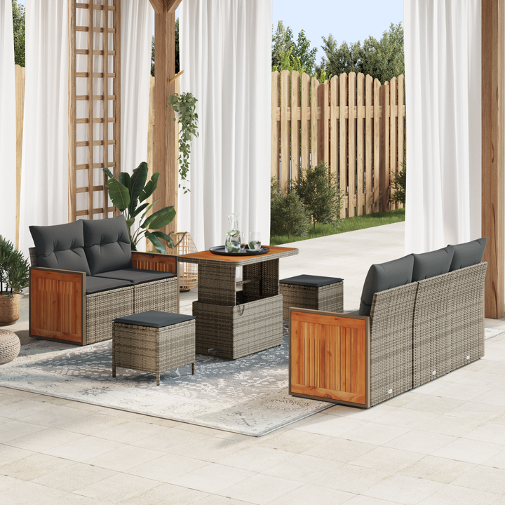 Havesofa Sæt med pude 10 pcs Grå polyrattan