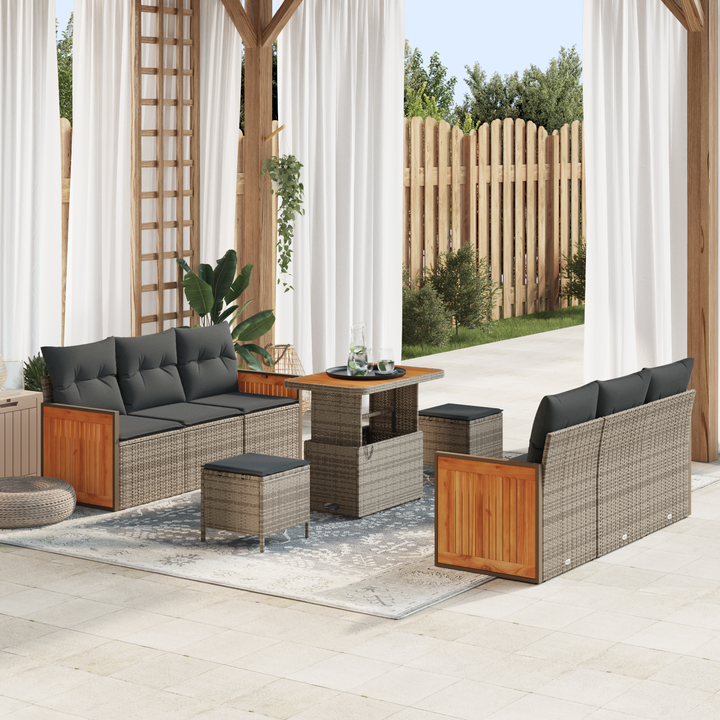 Havesofa Sæt med pude 11 pcs Grå polyrattan