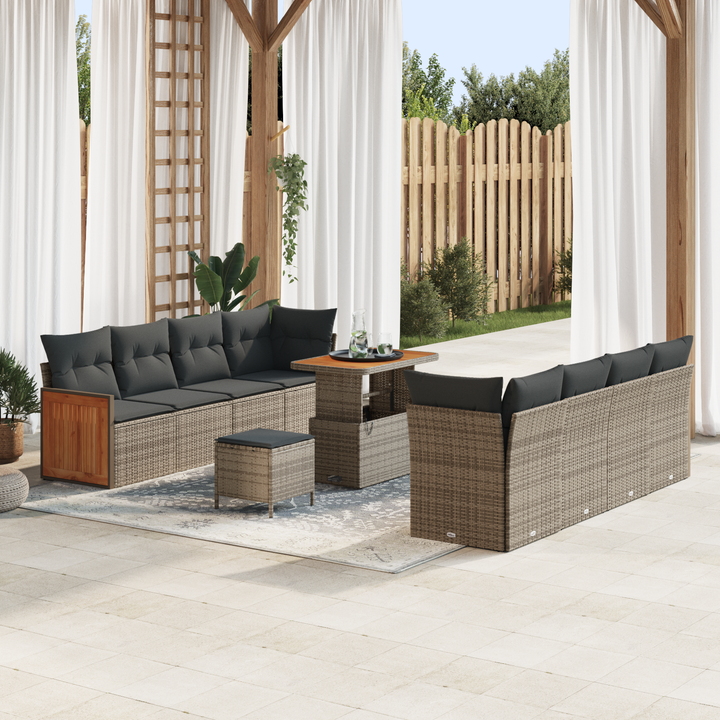Havesofa Sæt med pude 12 pcs Grå polyrattan