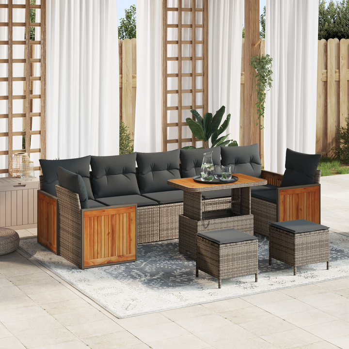 Havesofa Sæt med pude 13 pcs Grå polyrattan