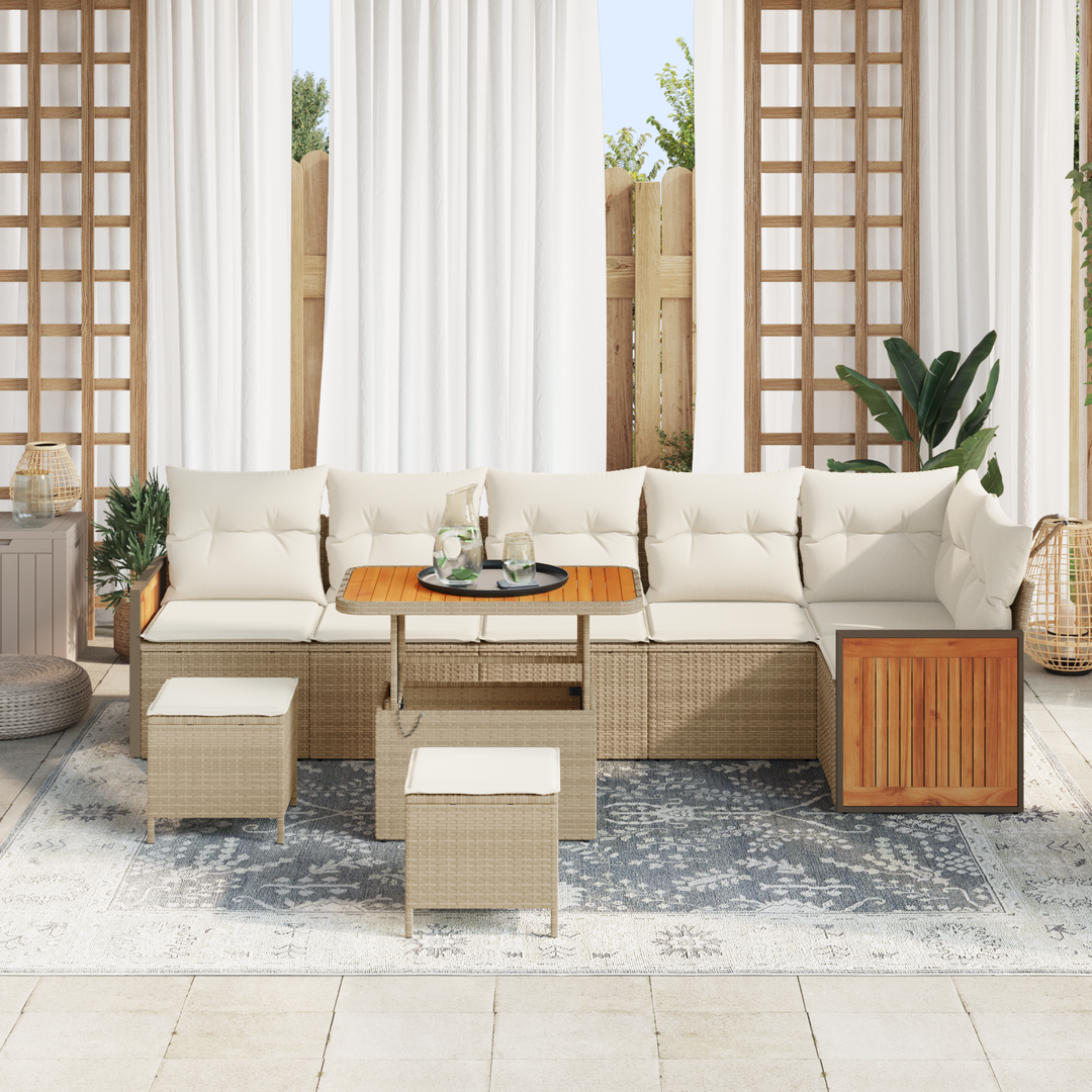 Havesofa Sæt med pude 11 pcs Beige og creme polyrattan