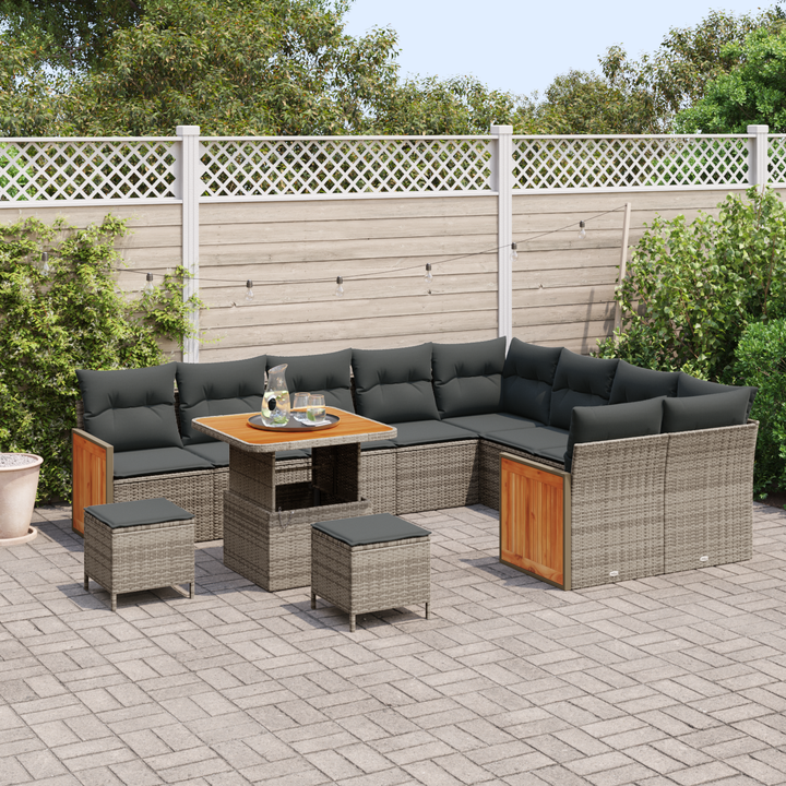 Havesofa Sæt med pude 13 pcs Grå polyrattan