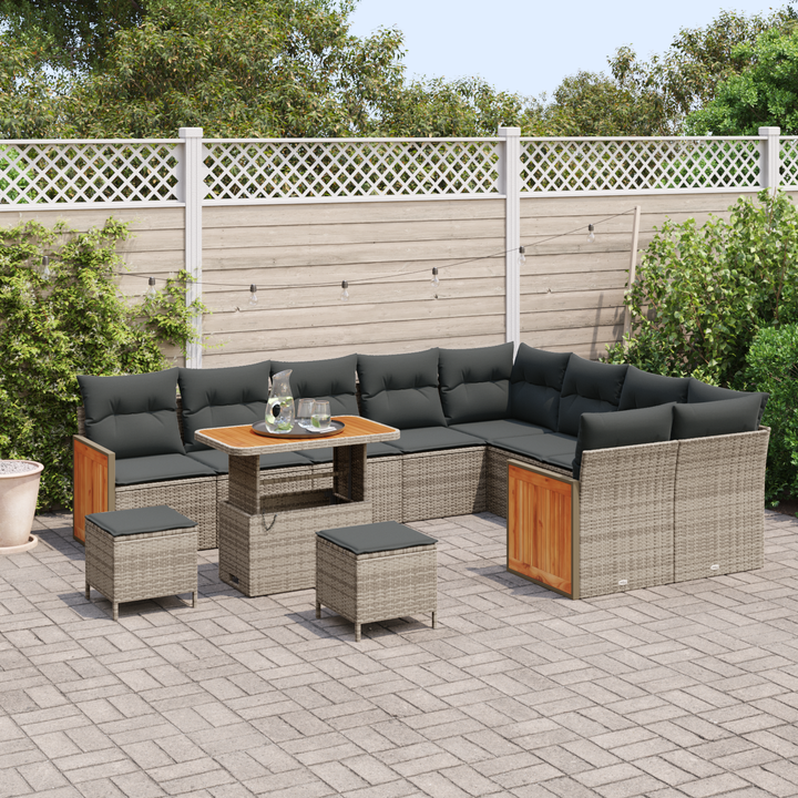 Havesofa Sæt med pude 13 pcs Grå polyrattan