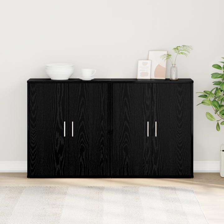 Sideboard 2 pcs Sort eg 60 x 31 x 70 cm Konstrueret træ