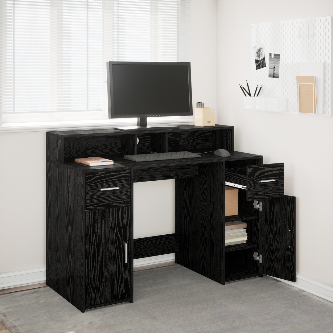 Bord med skuffe Sort eg 120 x 55 x 91 cm Konstrueret træ