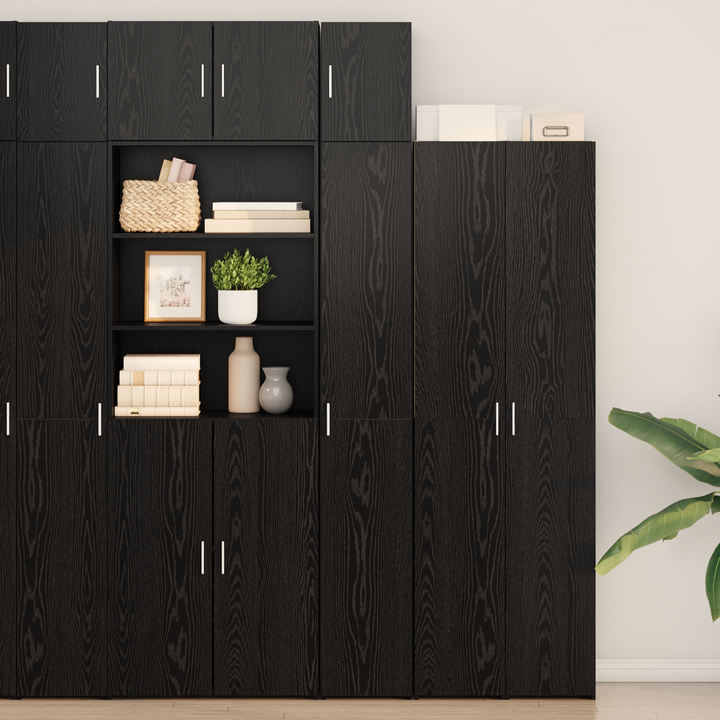 Opbevaringsskab med hylder Sort eg 30 x 42,5 x 225 cm