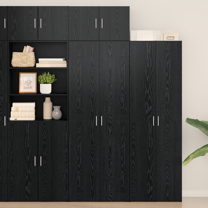Opbevaringsskab 2 pcs Sort eg 70 x 42,5 x 185 cm