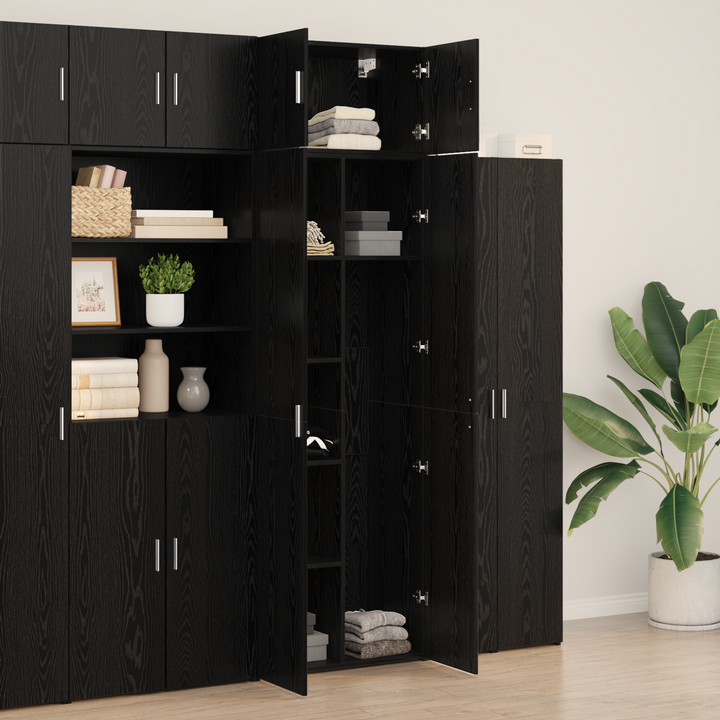 Opbevaringsskab 2 pcs Sort eg 70 x 42,5 x 185 cm
