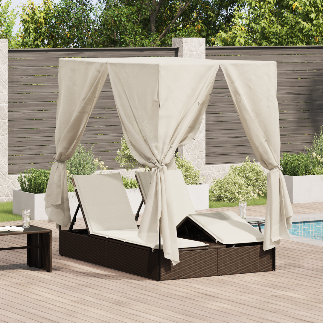 Dobbelt solstol Varm hvid 205 x 129 x 200 cm polyrattan
