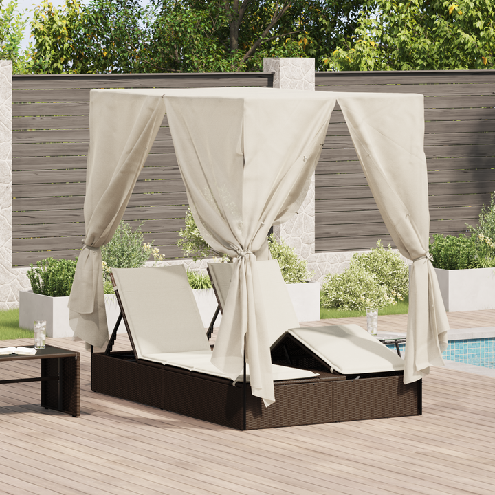 Dobbelt solstol Varm hvid 205 x 129 x 200 cm polyrattan