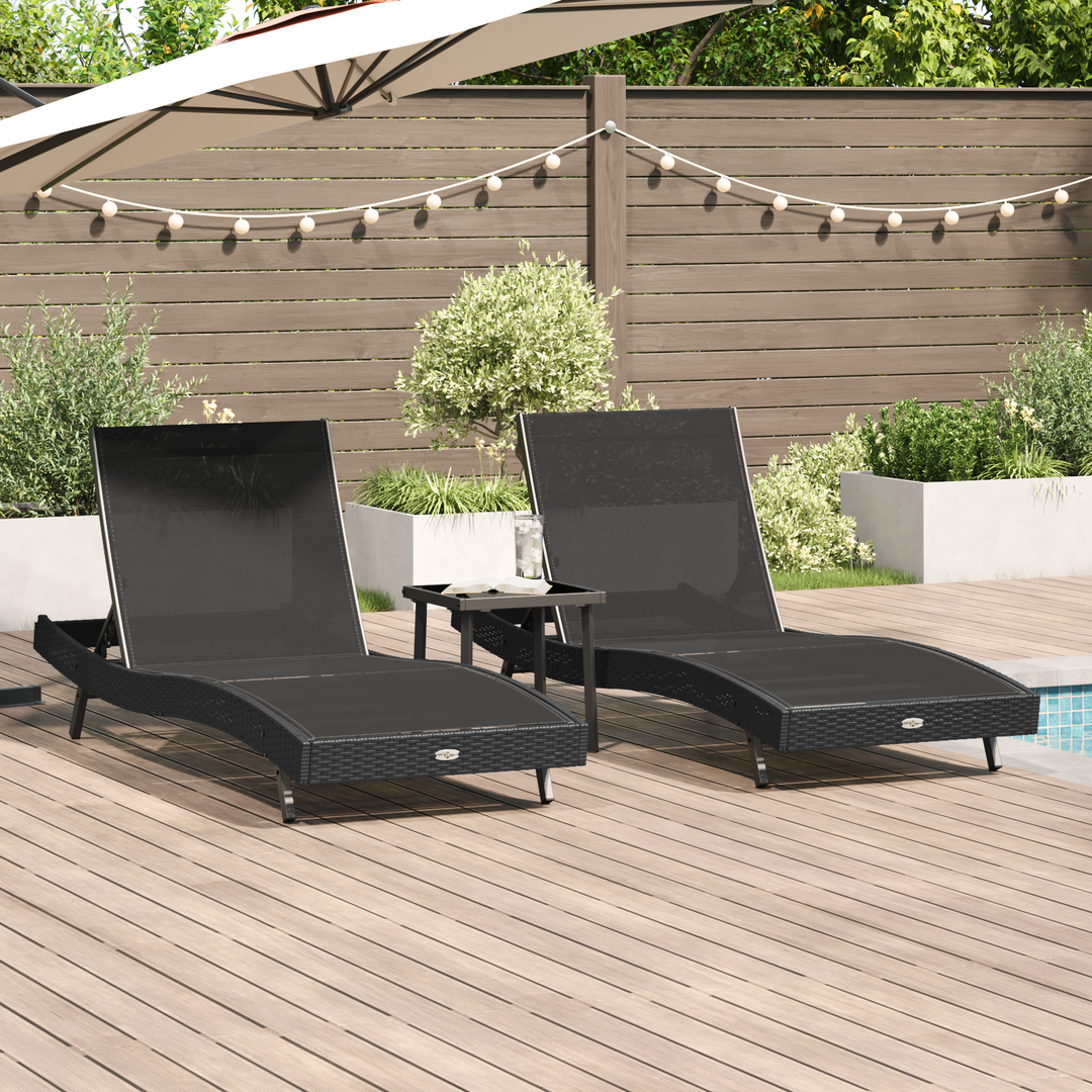 Solstol 3 pcs Sort 197 x 70 x 82 cm polyrattan