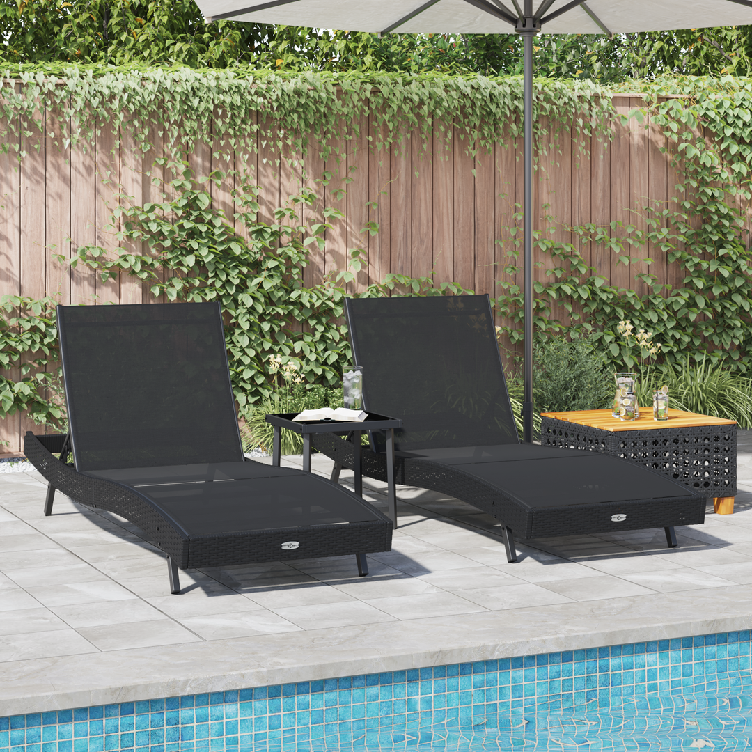 Solstol 3 pcs Sort 197 x 70 x 82 cm polyrattan