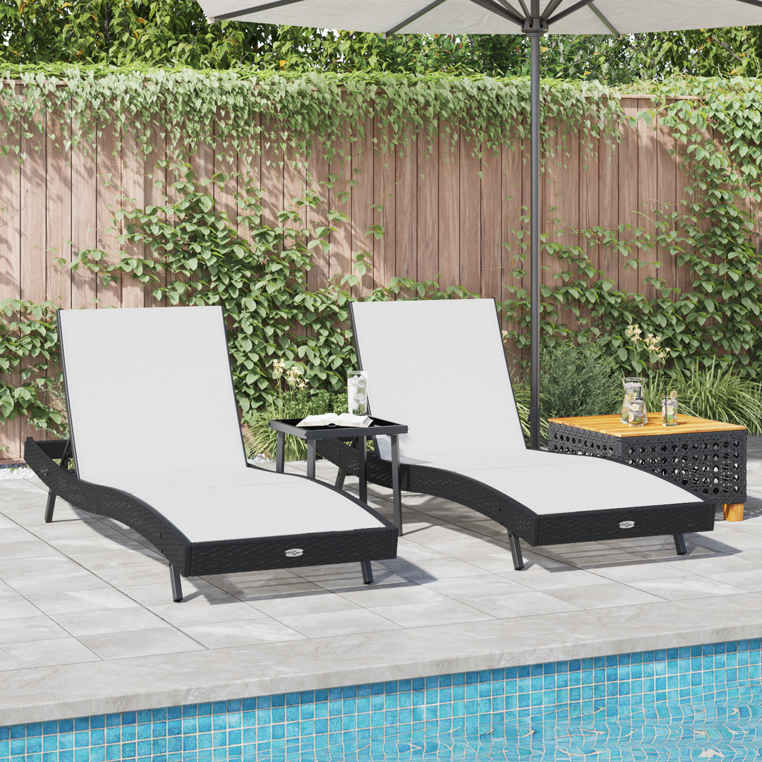 Solstol 3 pcs Sort og Hvid 197 x 70 x 82 cm polyrattan