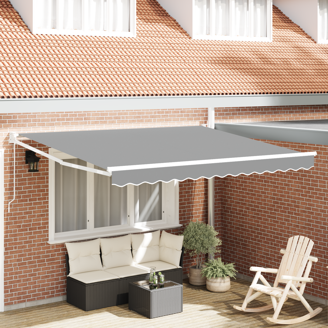 Udtrækkelig markisedel Hvid 350 x 250 cm Aluminium