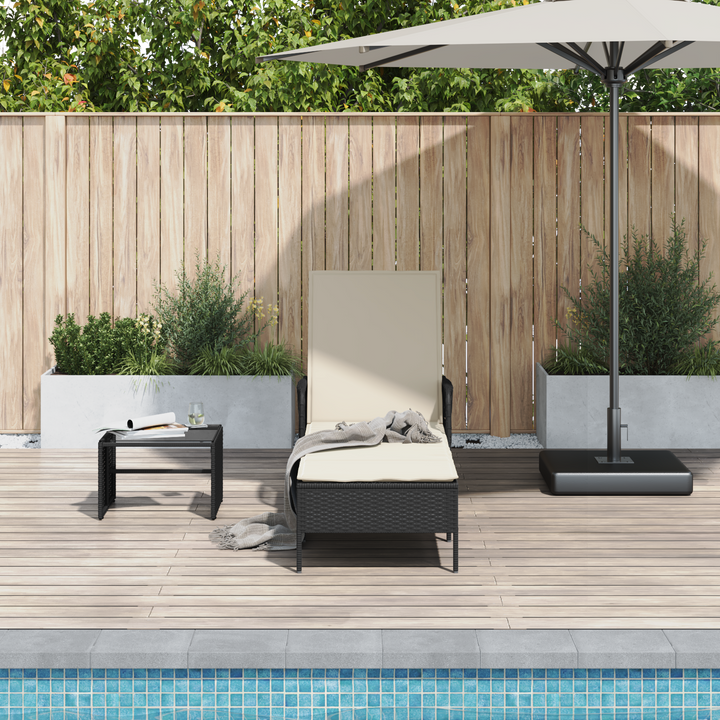 Solstol Sort og Cremehvid 55 x 200 x 92 cm polyrattan