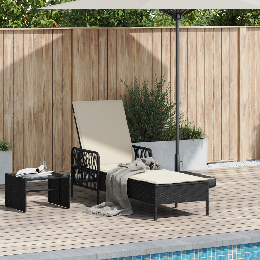 Solstol Sort og Cremehvid 55 x 200 x 92 cm polyrattan
