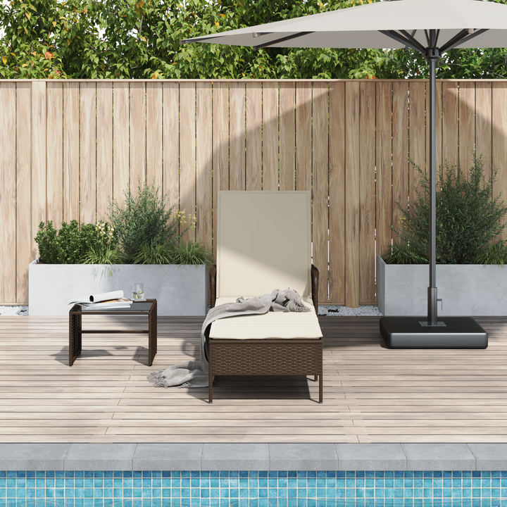 Solstol Brun og Creme Hvid 55 x 200 x 92 cm polyrattan