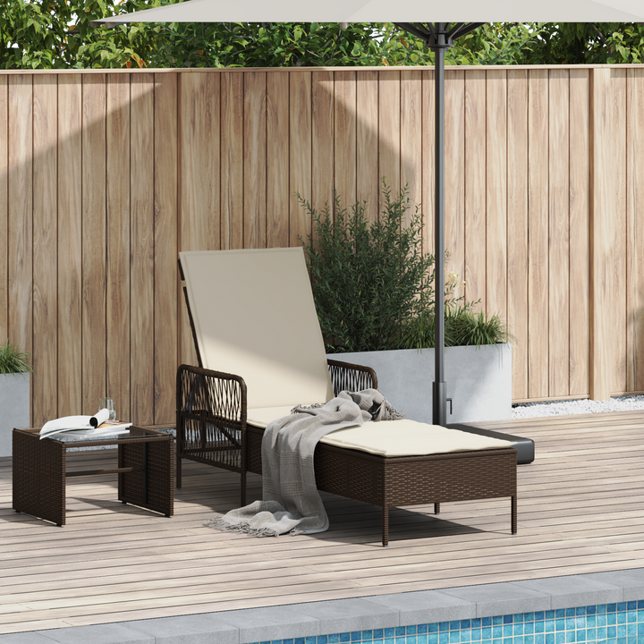 Solstol Brun og Creme Hvid 55 x 200 x 92 cm polyrattan