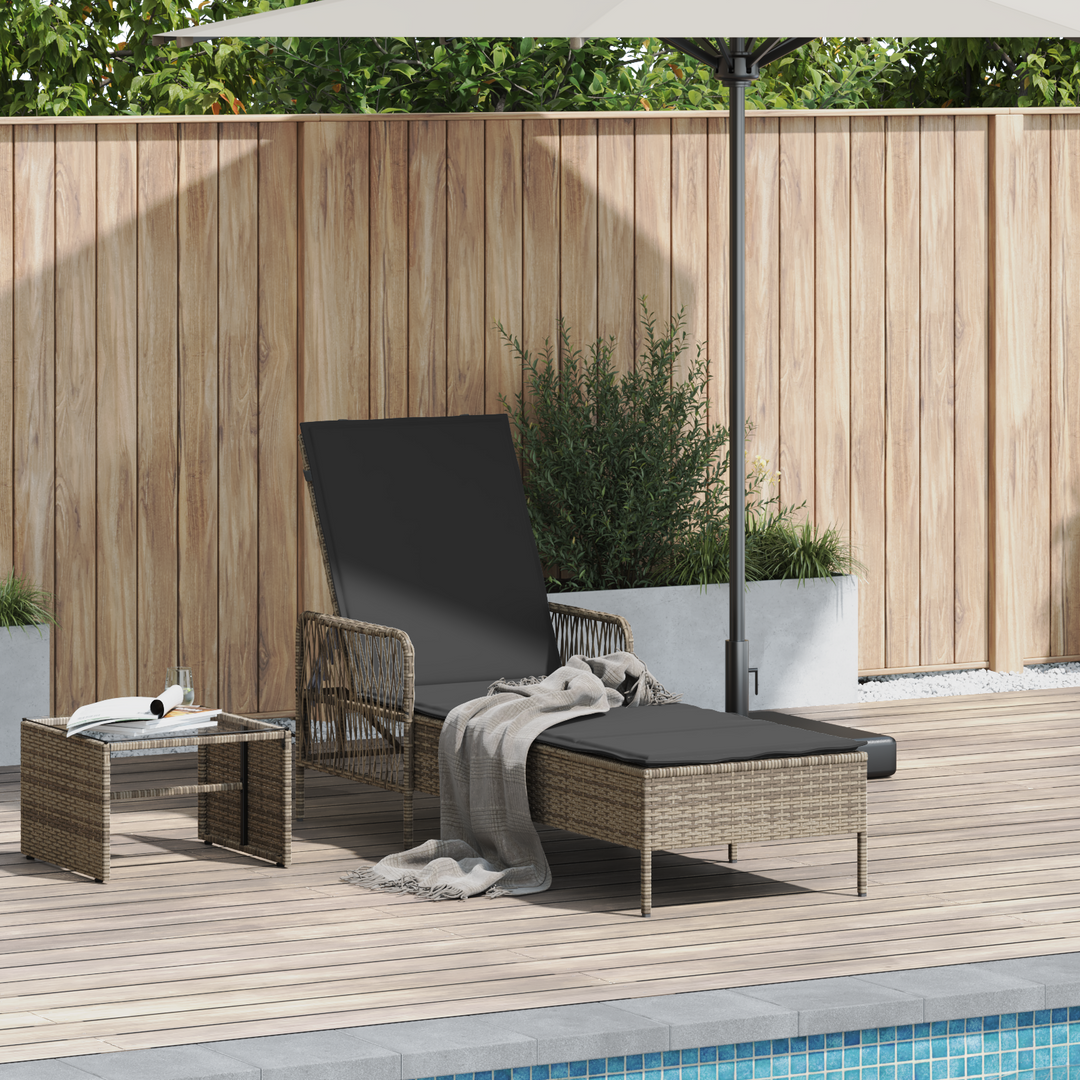 Solstol Grå og Mørkegrå 200 x 55 x 92 cm polyrattan