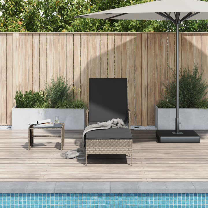 Solstol Grå og Mørkegrå 200 x 55 x 92 cm polyrattan