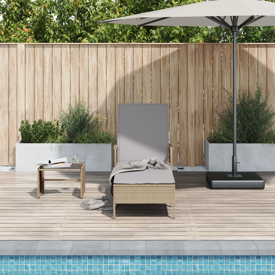 Solstol Beige og lys grå 200 x 55 x 92 cm polyrattan