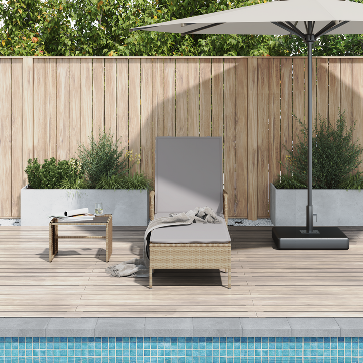 Solstol Beige og lys grå 200 x 55 x 92 cm polyrattan