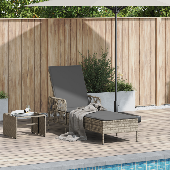 Solstol Lysegrå og mørkegrå 200 x 55 x 92 cm polyrattan