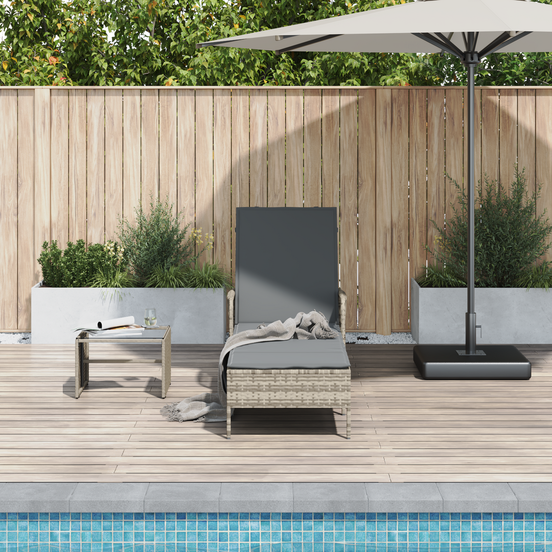 Solstol Lysegrå og mørkegrå 200 x 55 x 92 cm polyrattan