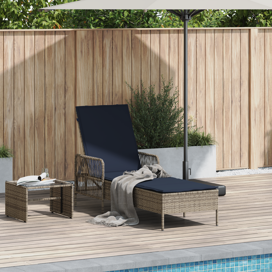 Solstol Grå og Marineblå 200 x 55 x 92 cm polyrattan