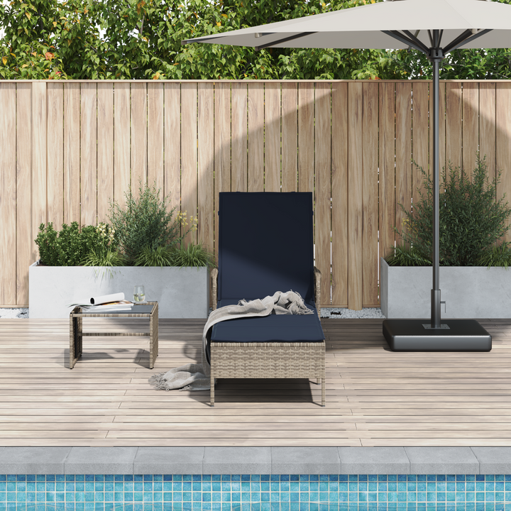 Solstol Grå og Marineblå 200 x 55 x 92 cm polyrattan