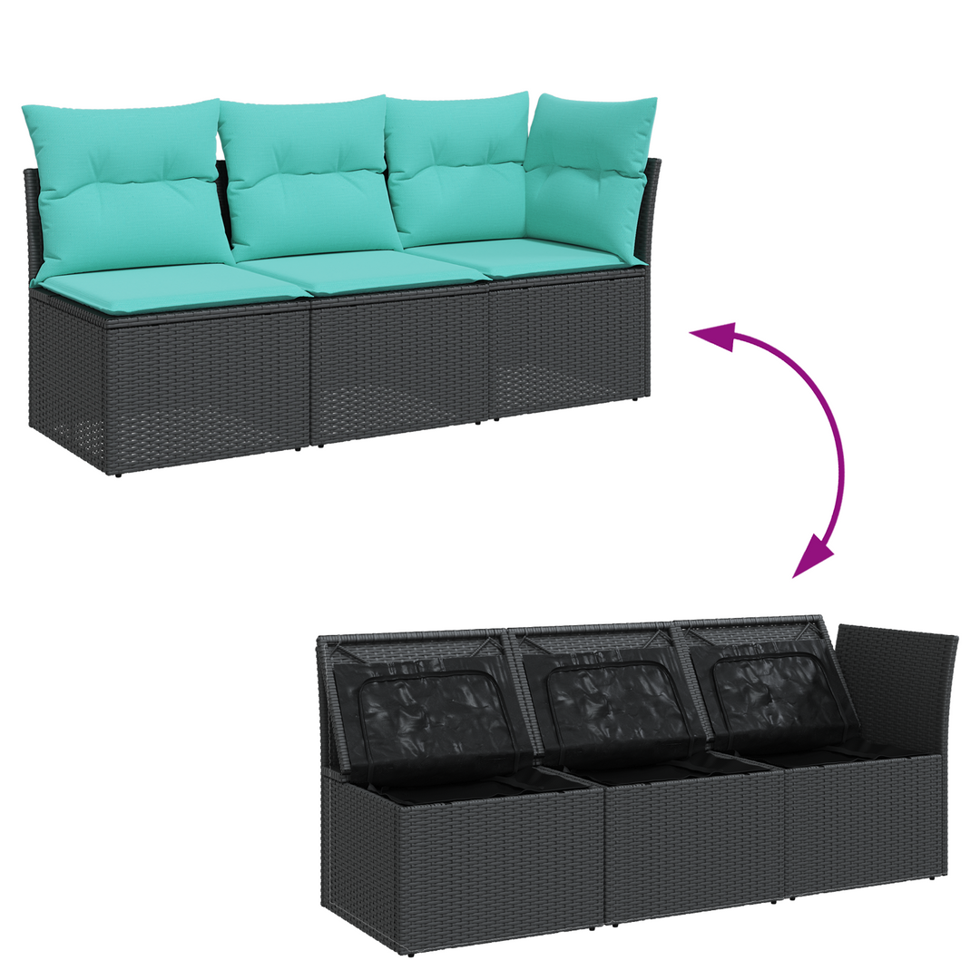 Havemøbelsofa med pude Sort 172 x 62 x 69 cm Poly rattan