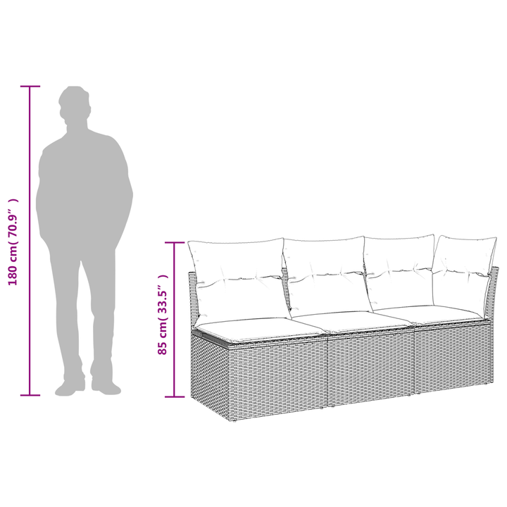 Havemøbelsofa med pude Sort 172 x 62 x 69 cm Poly rattan