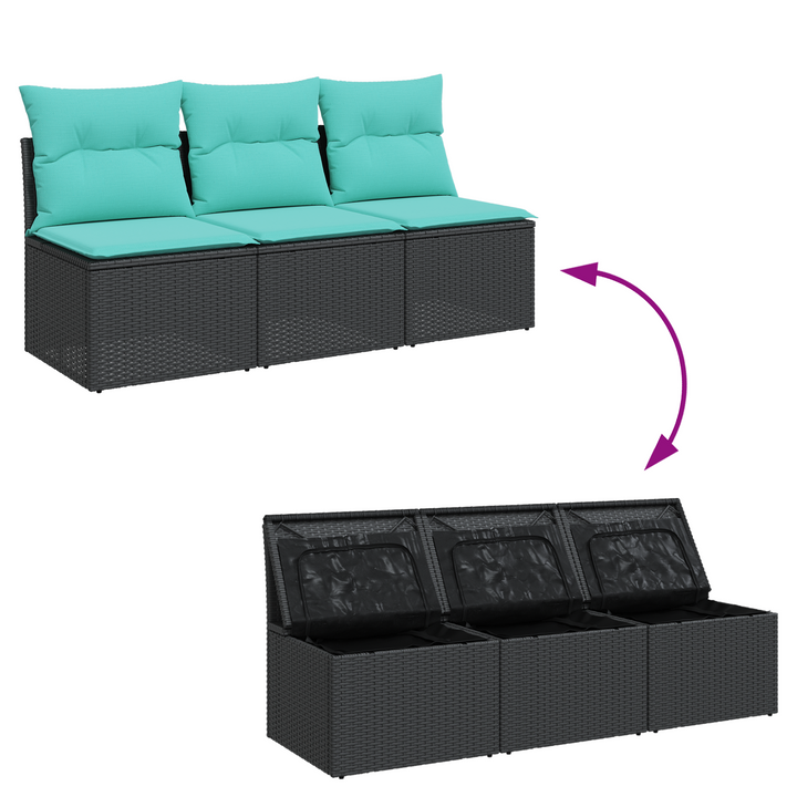 Havemøbelsofa med pude Sort 165 x 62 x 69 cm Poly rattan