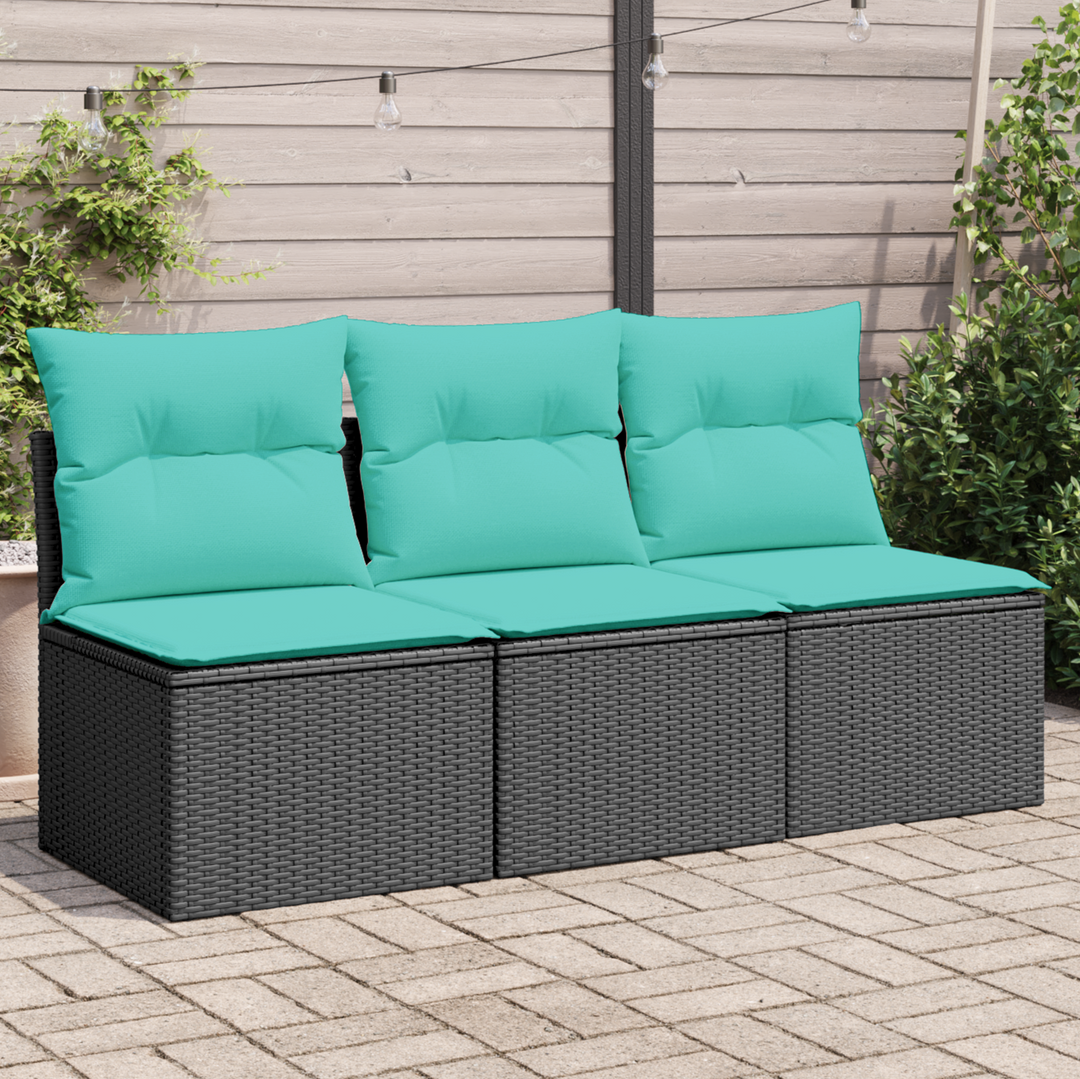 Havemøbelsofa med pude Sort 165 x 62 x 69 cm Poly rattan