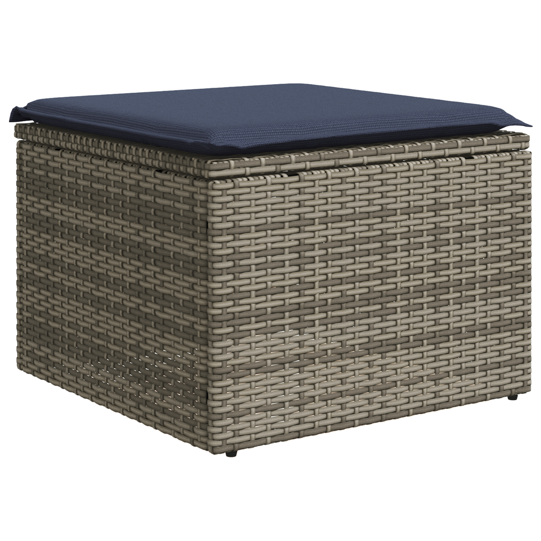 Havefodskammel med pude Grå 55 x 55 x 37 cm polyrattan