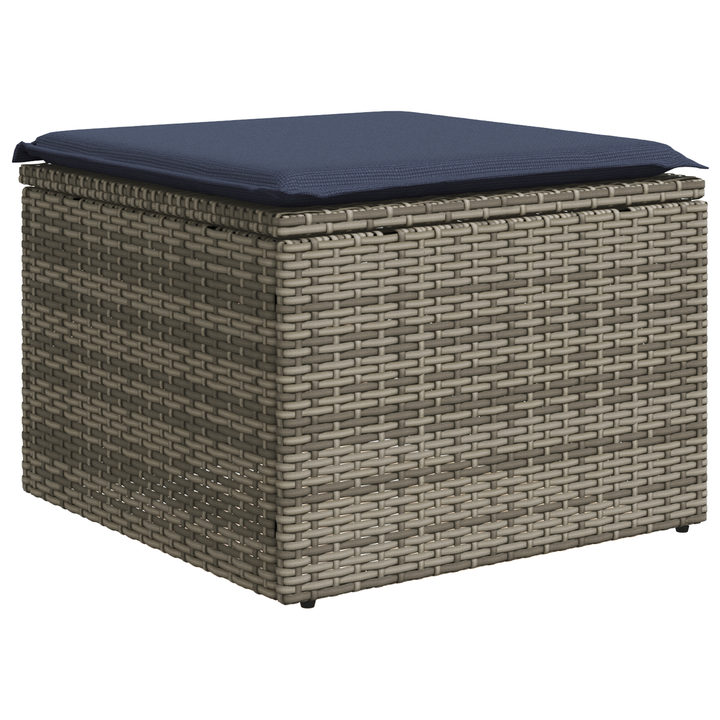 Havefodskammel med pude Grå 55 x 55 x 37 cm polyrattan