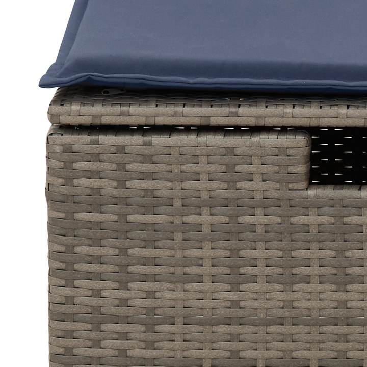 Havefodskammel med pude Grå 55 x 55 x 37 cm polyrattan