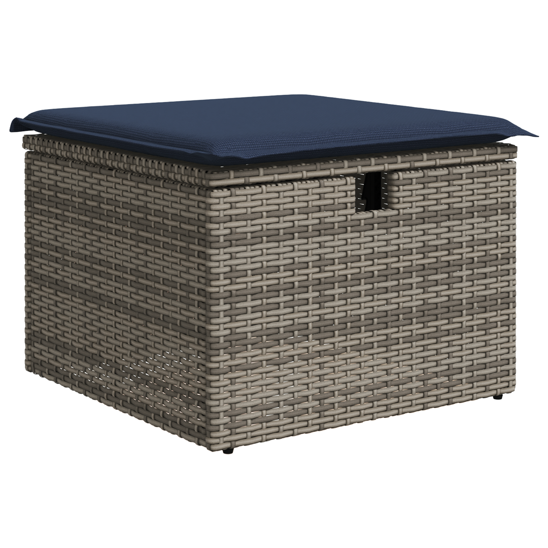 Havefodskammel med pude Grå 55 x 55 x 37 cm polyrattan
