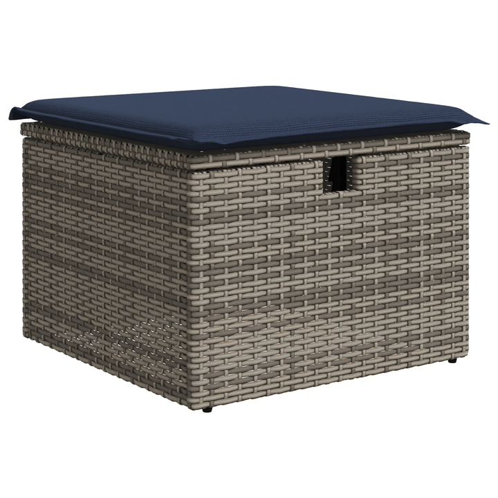Havefodskammel med pude Grå 55 x 55 x 37 cm polyrattan