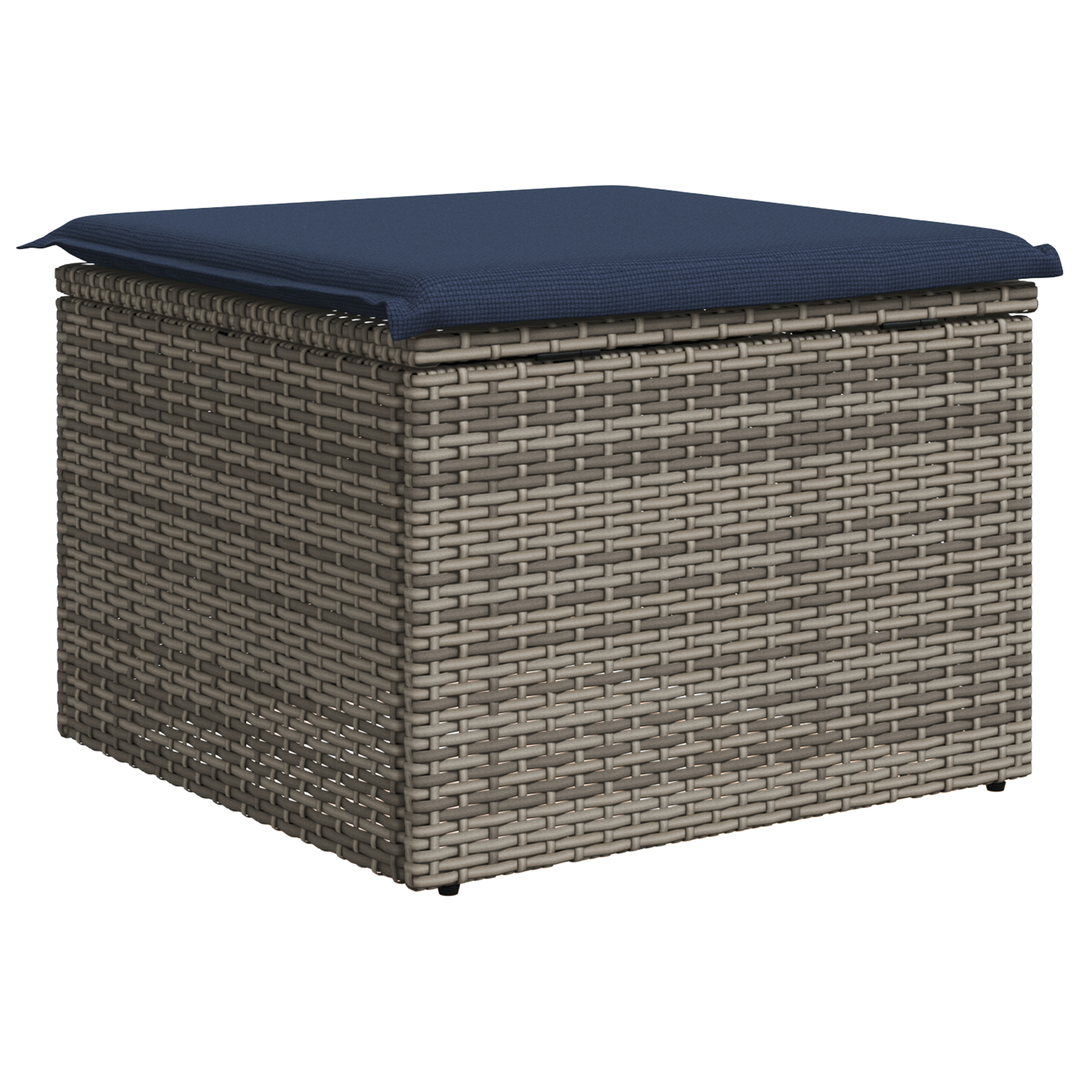 Havefodskammel med pude Grå 55 x 55 x 37 cm polyrattan