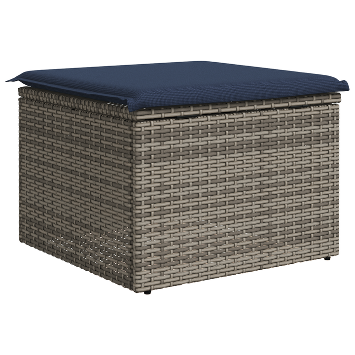 Havefodskammel med pude Grå 55 x 55 x 37 cm polyrattan