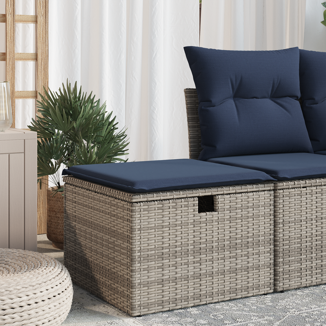 Havefodskammel med pude Grå 55 x 55 x 37 cm polyrattan