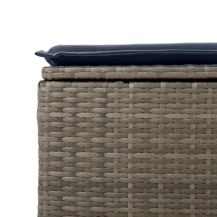 Havefodskammel med pude Grå 55 x 55 x 37 cm polyrattan