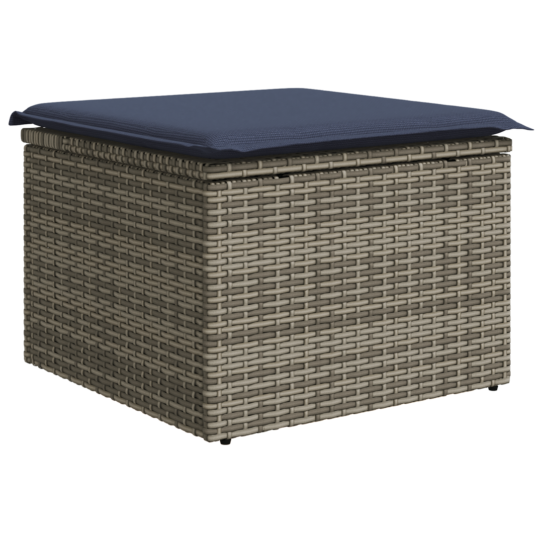 Havefodskammel med pude Grå 55 x 55 x 37 cm polyrattan