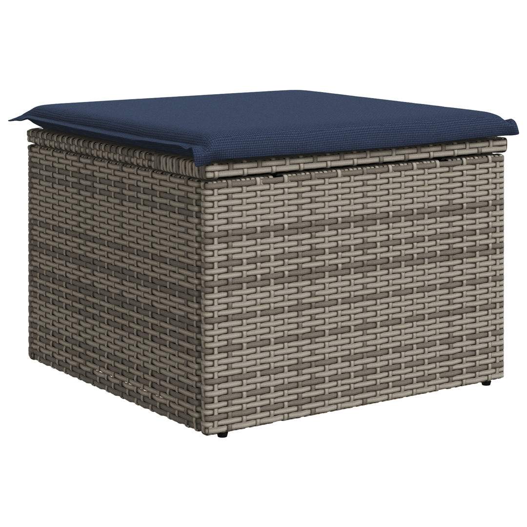 Havefodskammel med pude Grå 55 x 55 x 37 cm polyrattan