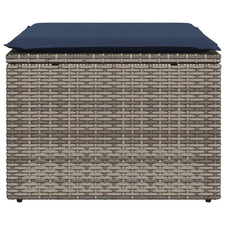 Havefodskammel med pude Grå 55 x 55 x 37 cm polyrattan