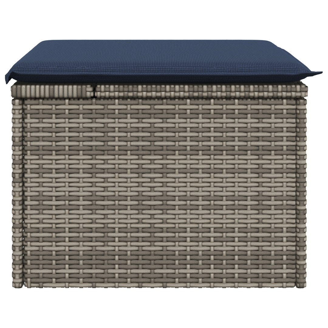 Havefodskammel med pude Grå 55 x 55 x 37 cm polyrattan