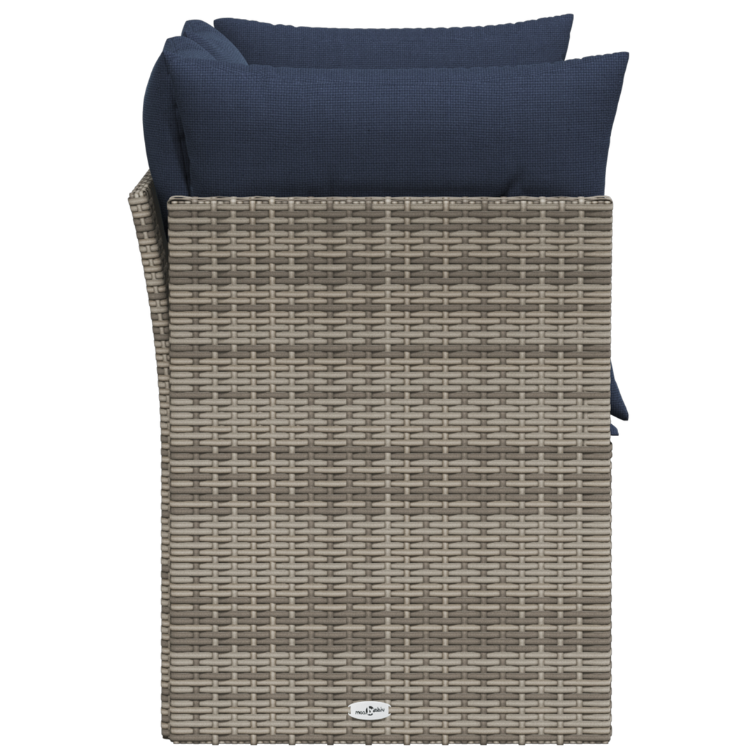 Havemøbelsofa med pude Grå 124 x 62 x 69 cm Poly rattan