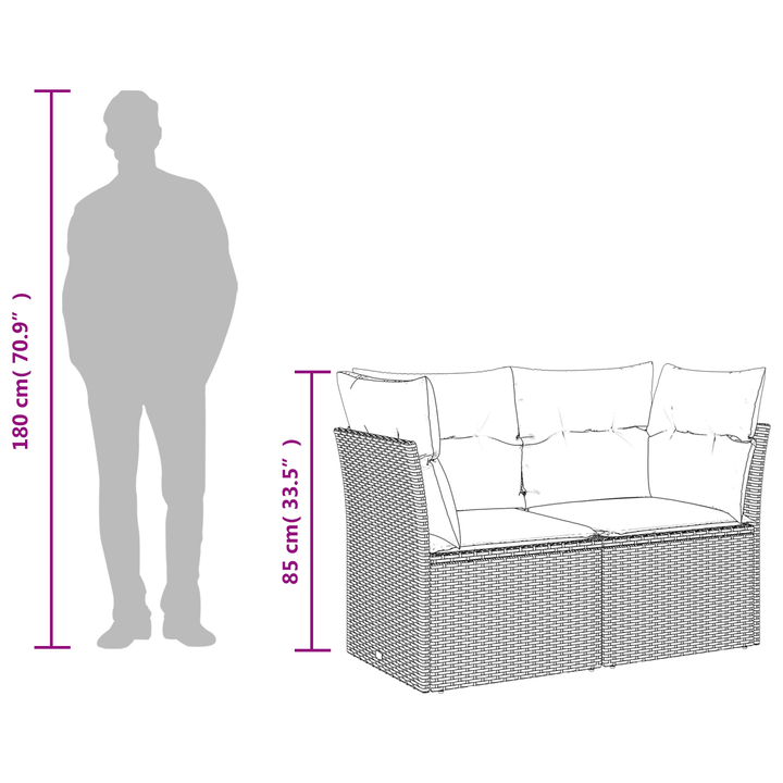 Havemøbelsofa med pude Grå 124 x 62 x 69 cm Poly rattan